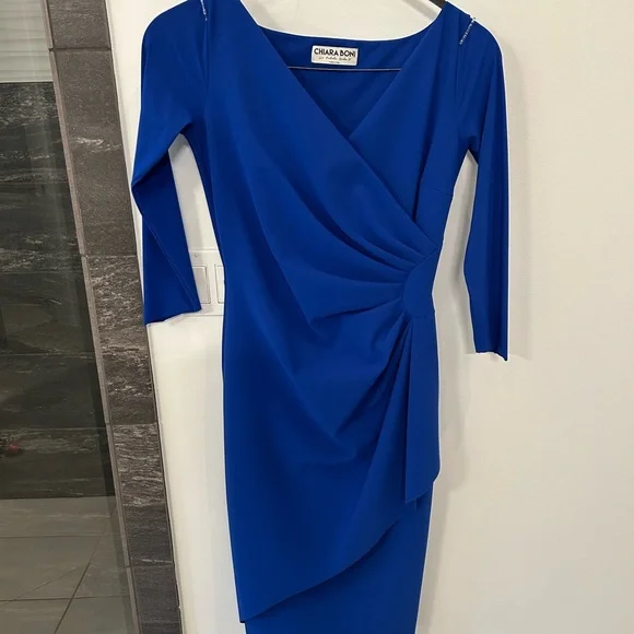 navy blue dress for baby girl Jovani 09451 Royal One Shoulder Fitted Short Dress main image 0